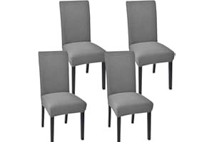 AERTIAVTY Chair Covers for Dining Room Set of 4 Chair Seat Cover for Dining Room Kitchen, Parsons Chair Covers Dining Chair Slipcover, Light Grey