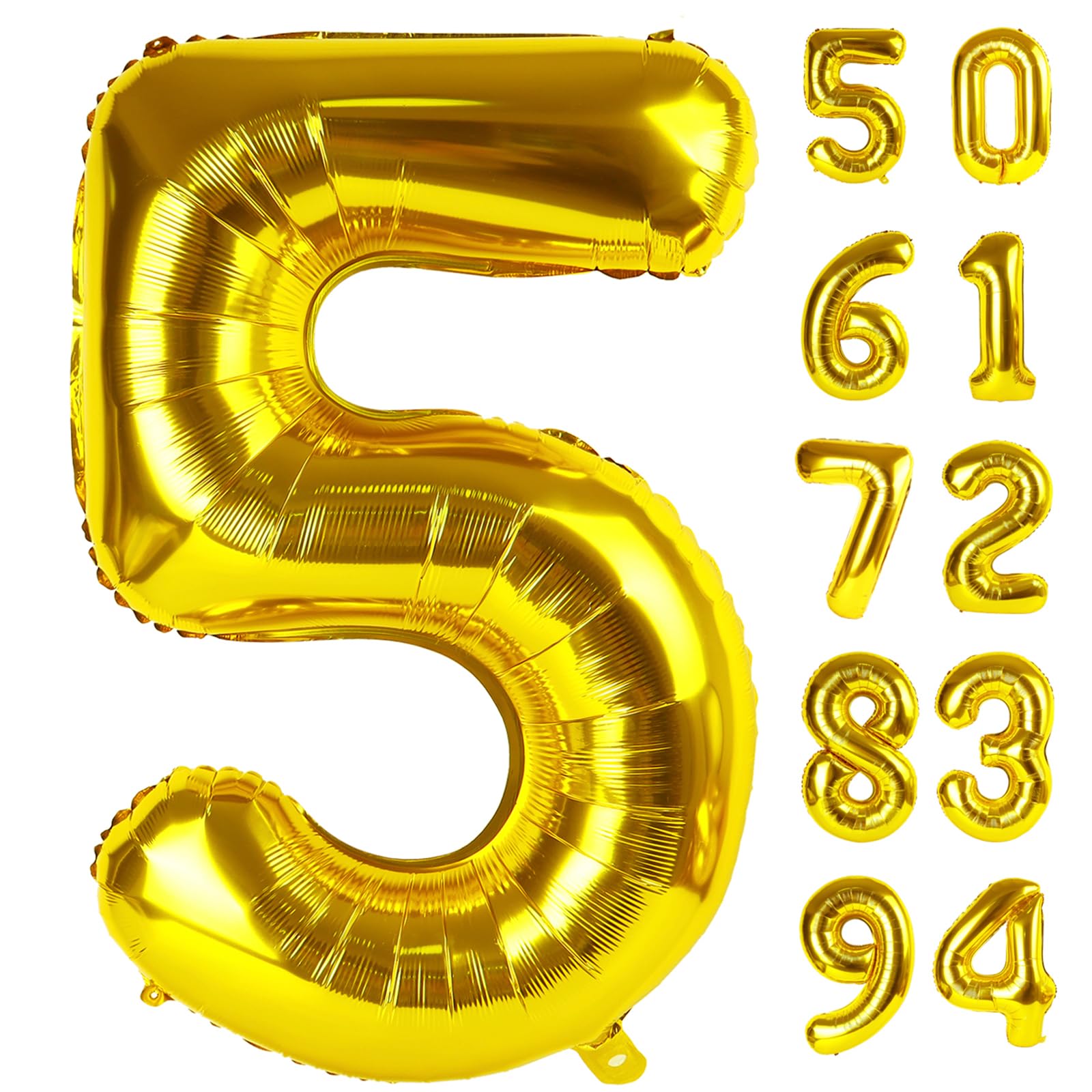 Photo 1 of Gold 5 Balloon, Number Balloon 40 Inch, Gold and Black Party Supplies, 5th Birthday Balloon Decorations, 5 Number Balloons, Number 5 Balloon