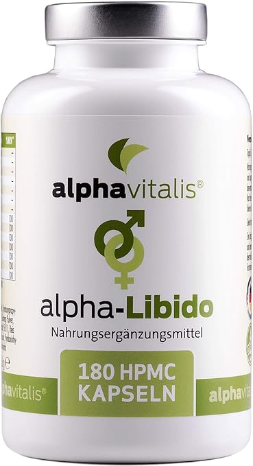 alphavitalis® alpha-Libido HOCHDOSIERT mit L-Arginin + Maca + Tribulus Terrestris + Ginkgo + Ginseng - 180 Kapseln für aktive