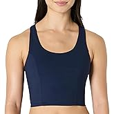 Amazon Essentials Women's Active Total Train Medium Support Gym Workout Racerback Crop Tank with Built-in Bra