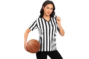 CUTIEHON Women's Referee Shirt, Official Basketball Umpire Jersey for Halloween Costumes or Waitress Uniforms