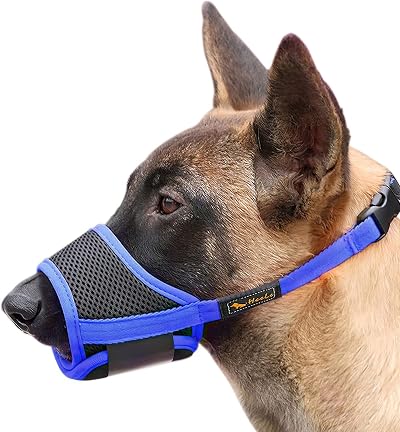 HEELE Breathable Mesh Dog Muzzle Adjustable Belt Soft Pad Size Small Blue