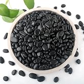 Mulctun 2lb Black Rocks for Planters- 1/4" - 3/4" Polished Black Stones Smooth Flat Pebbles for Fish Tanks Decorative River Rocks for Vases Bonsai Pots Garden Stones for Landscaping and Yards