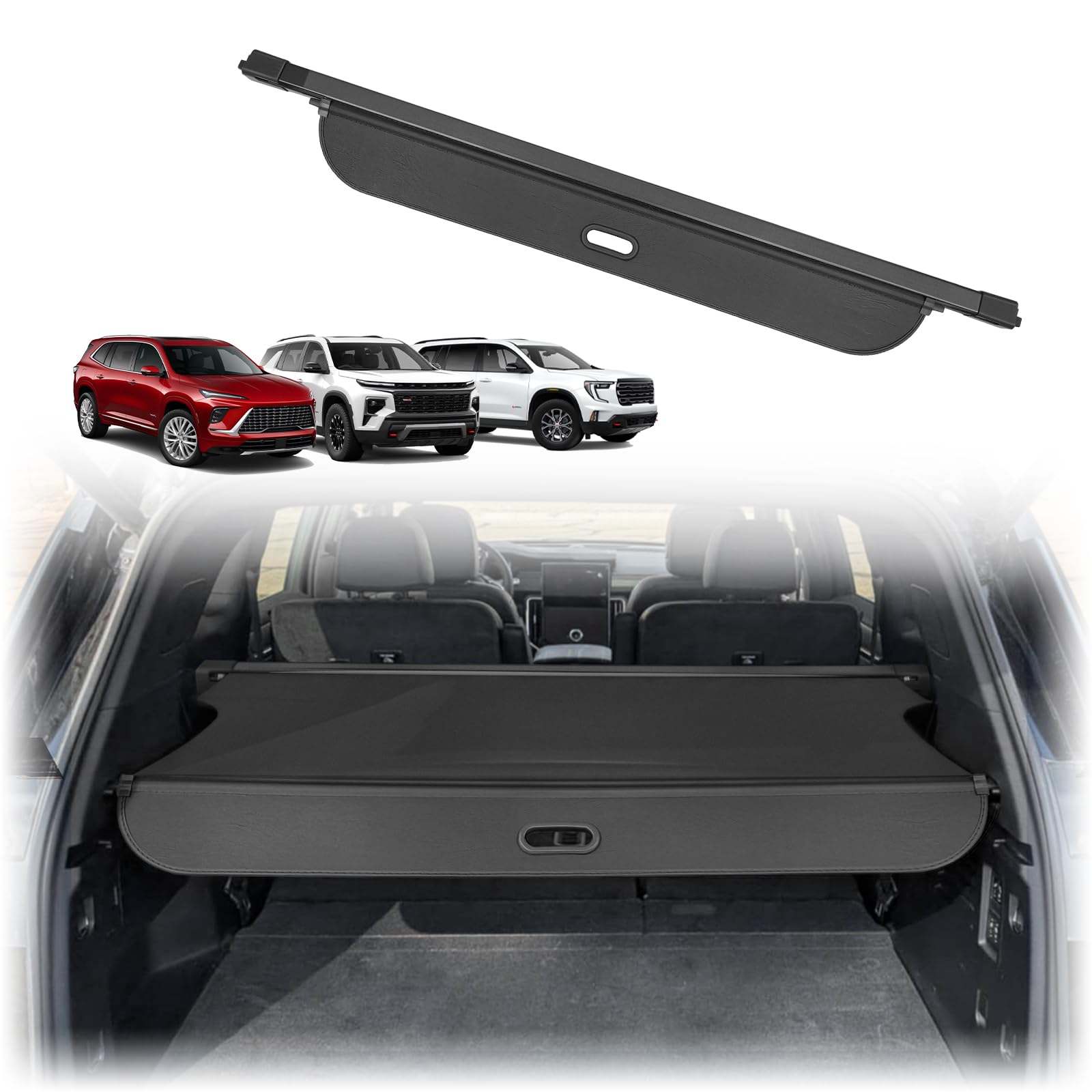 Photo 1 of Muslogy Cargo Cover Rear Trunk Retractable for 2024 2025 GMC Acadia & Chevy Traverse & 2025 Buick Enclave Accessories Trunk Cargo Cover Privacy Security Shield Shade (Not for 2024 Buick Enclave)