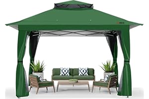 ABCCANOPY 13x13 Pop Up Gazebo, Outdoor Canopy Tent, Instant Screened Shelter with Mosquito Netting for Patio, Garden, Backyard, Party, Camping (Forest Green)