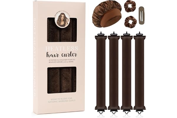 Cseece Heatless Curls, 8-Pack No-Heat Hair Curler Blowout Rods to Sleep In and Shower Cap, Overnight Blowout Hair Rollers Mor
