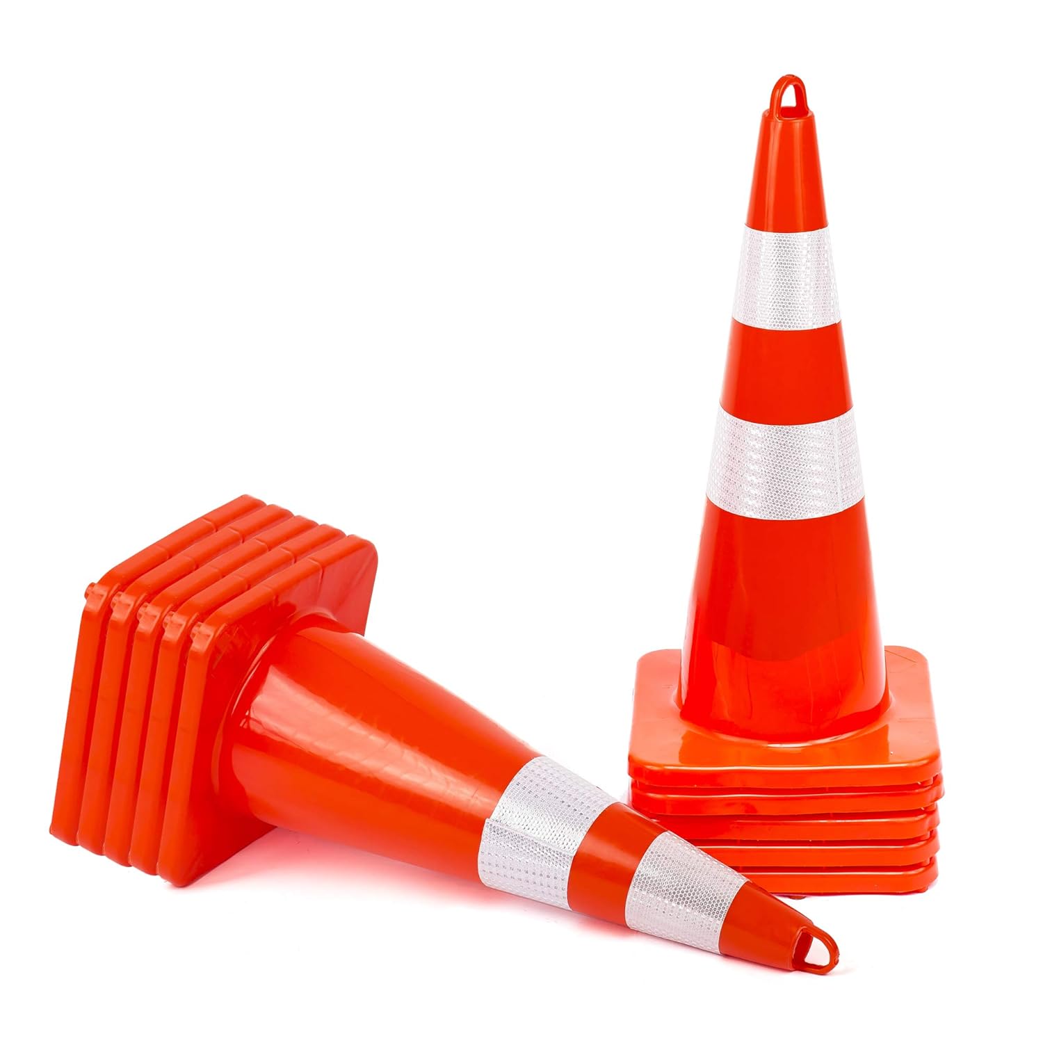 Battife 10 Pack Traffic Safety Cones 28'' inches with Reflective Collars, Unbreakable PVC Orange Construction Cone for Traffic Control, Driveway Road Parking: Industrial & Scientific