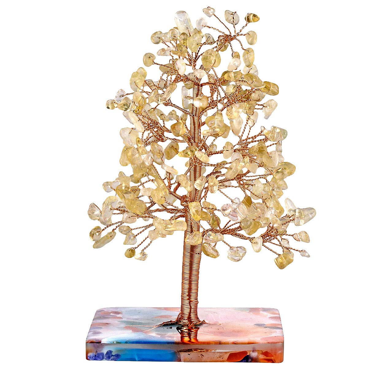 mookaitedecor Natural Citrine Healing Crystal Tree Decoration, Tree of Life Feng Shui Money Tree Ornaments for Home Office