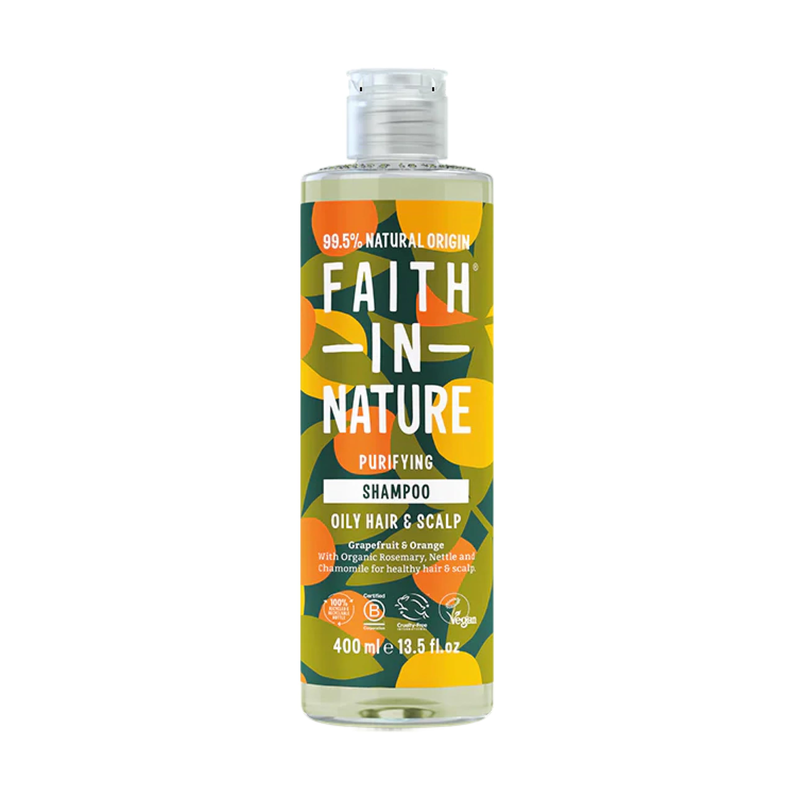 Faith In Nature Natural Grapefruit & Orange Shampoo, Purifying For Oily Hair & Scalp, Vegan & Cruelty Free, No SLS, Silicones or Parabens, 400ml — image 1