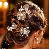 BARTOSI Gold Bride Wedding Hair Pins Pearl Bridal Hair Clips Butterfly Hair Pieces Hair Accessories for Women and Girls (Pack of 3)