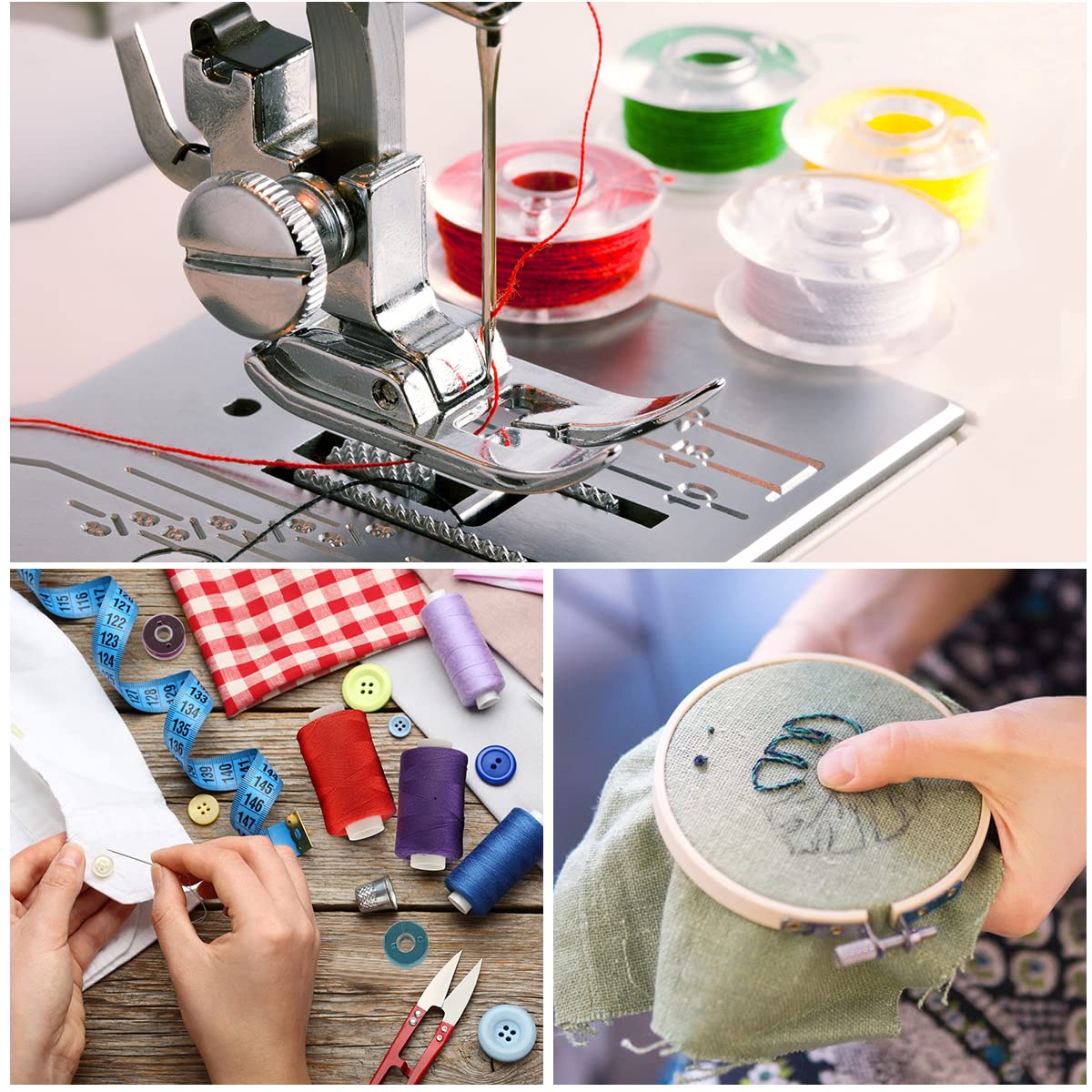 Blibly 72Pcs Bobbins Sewing Thread Kits, 500 Yards Per Polyester Thread Spools with Needle, Threader, Scissors and Ruler, Prewound Bobbin with Case for Hand and Sewing Machine,36 Colors