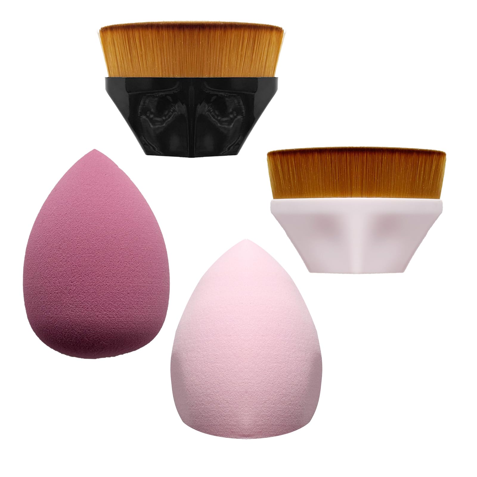 2Pcs Foundation Brush,2Pcs Beauty Makeup Sponge Set,Petal Shape Foundation Brush,Soft Touch Brushes Make Up Foundation Suitable For Cream Cosmetics Or Mixed Liquids