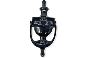 Exclusively Irish Claddagh Door Knocker for Front Door Celtic Brass Knocker Welcome Gift for Home 8'' (Black Brass)