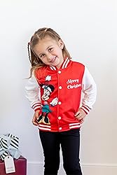Disney Minnie Mouse Girls Christmas Varsity Bomber