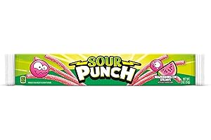 Sour Punch Straws, Watermelon Fruit Flavor, 2oz Tray (24 Pack), Soft & Chewy Candy