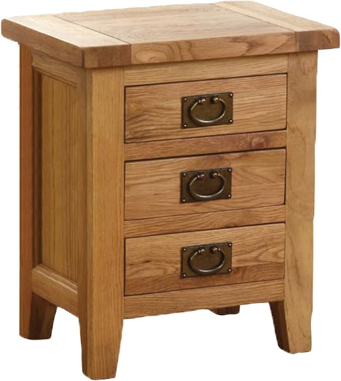 Solid Oak Bedside With 3 Drawers Amazon.co.uk Kitchen & Home