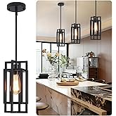 HFYOXK Black Pendant Lights Kitchen Island, Adjustable Modern Pendant Lights Fixture Farmhouse Mini Kitchen Pendant Lighting,