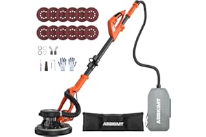ABBKIMT 950W 8-Amp Drywall Sander with Vacuum Attachment, Lijadora para Drywall, 7 Variable Speed with Vacuum Dust Collector, Lightweight Dustless with 360° Light for Ceilng Floor Plastered Popcorn