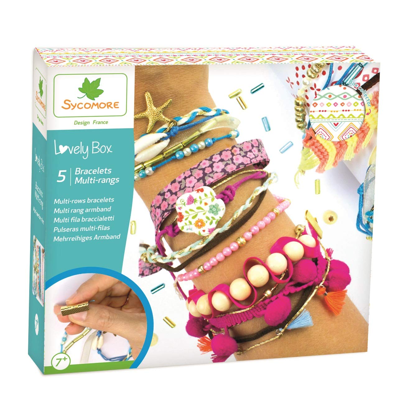 Sycomore Children's Craft Kit - 5 Multi-layer Bracelets - DIY - Large Size Lovely Collector Box - From age 7 years CRE2070