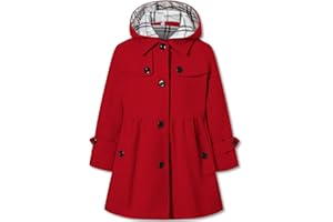 Betusline Girls' Dress Coat, Kids Hoodie Wool Blend Coats Fall Winter Outerwear Peacoat,2-14 Years
