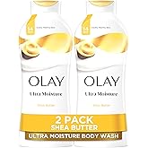 Olay Body Wash for Women, Ultra Moisture, 24hr Moisturizing, Hydrating & Refreshing, B3 Vitamin Complex, Free of Parabens & Phthalates, For All Skin Types, Shea Butter Scent, 22 fl oz (Pack of 2)