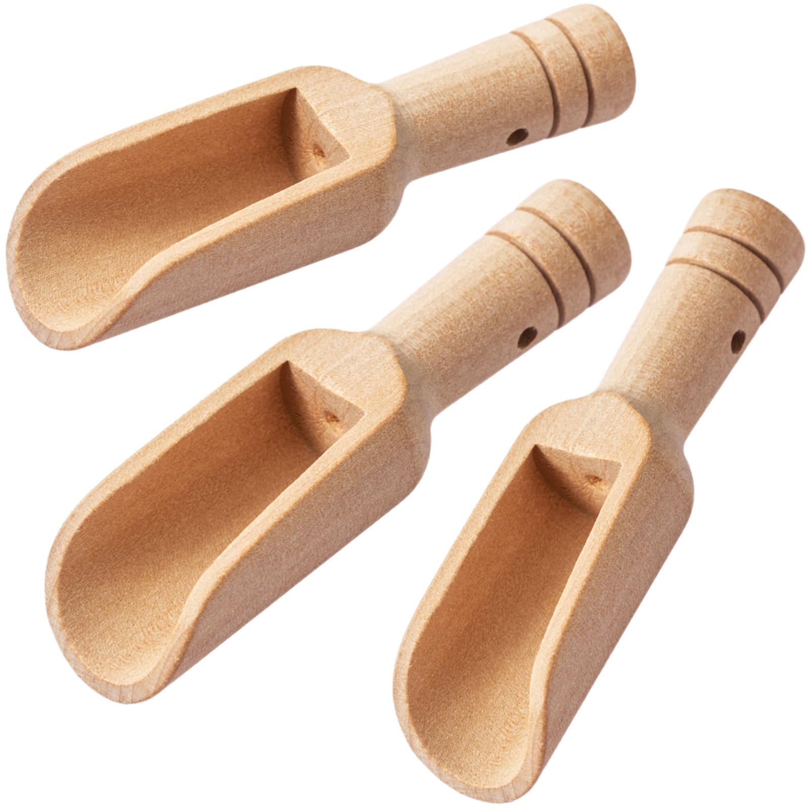 Small Wooden Scoop Set 3pcs - Multipurpose Wooden Spoons - Wood Salt and Spice Scoops - Rustic Bath Salt Scoop - Wooden Seed Scoop Ice Cream Scoop, Shovel Spoon
