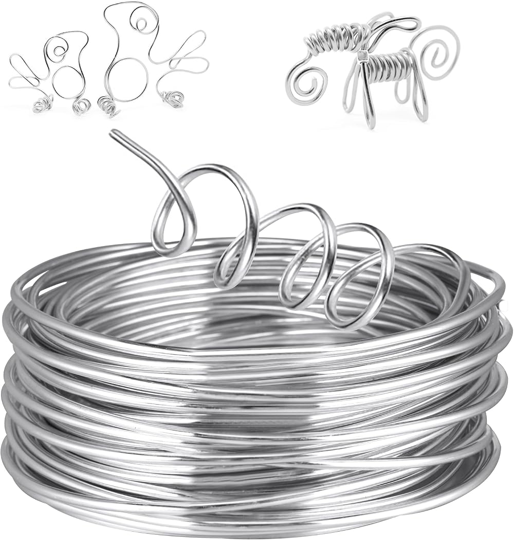 AUAUY 9 Gauge Aluminum Craft Wire 3mm 50 Feet Bendable Jewelry Wreath