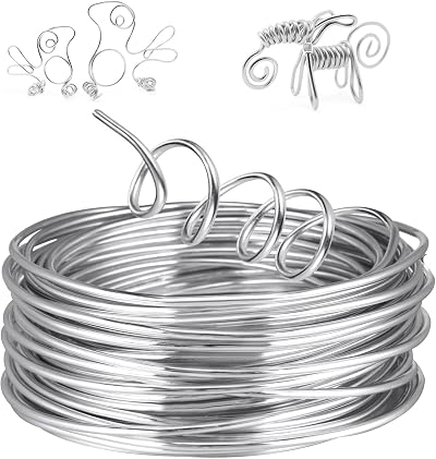 AUAUY 9 Gauge Aluminum Craft Wire 3mm 50 Feet Bendable Jewelry Wreath