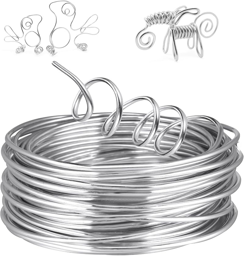 AUAUY 9 Gauge Aluminum Craft Wire 3mm 50 Feet Bendable Jewelry Wreath