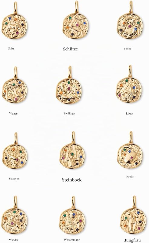 - Sternzeichen Charm. Messing mit 18 Kt Vergoldeter Beschichtung und Zirkonia. Schmuck für Damen. Zwillinge.