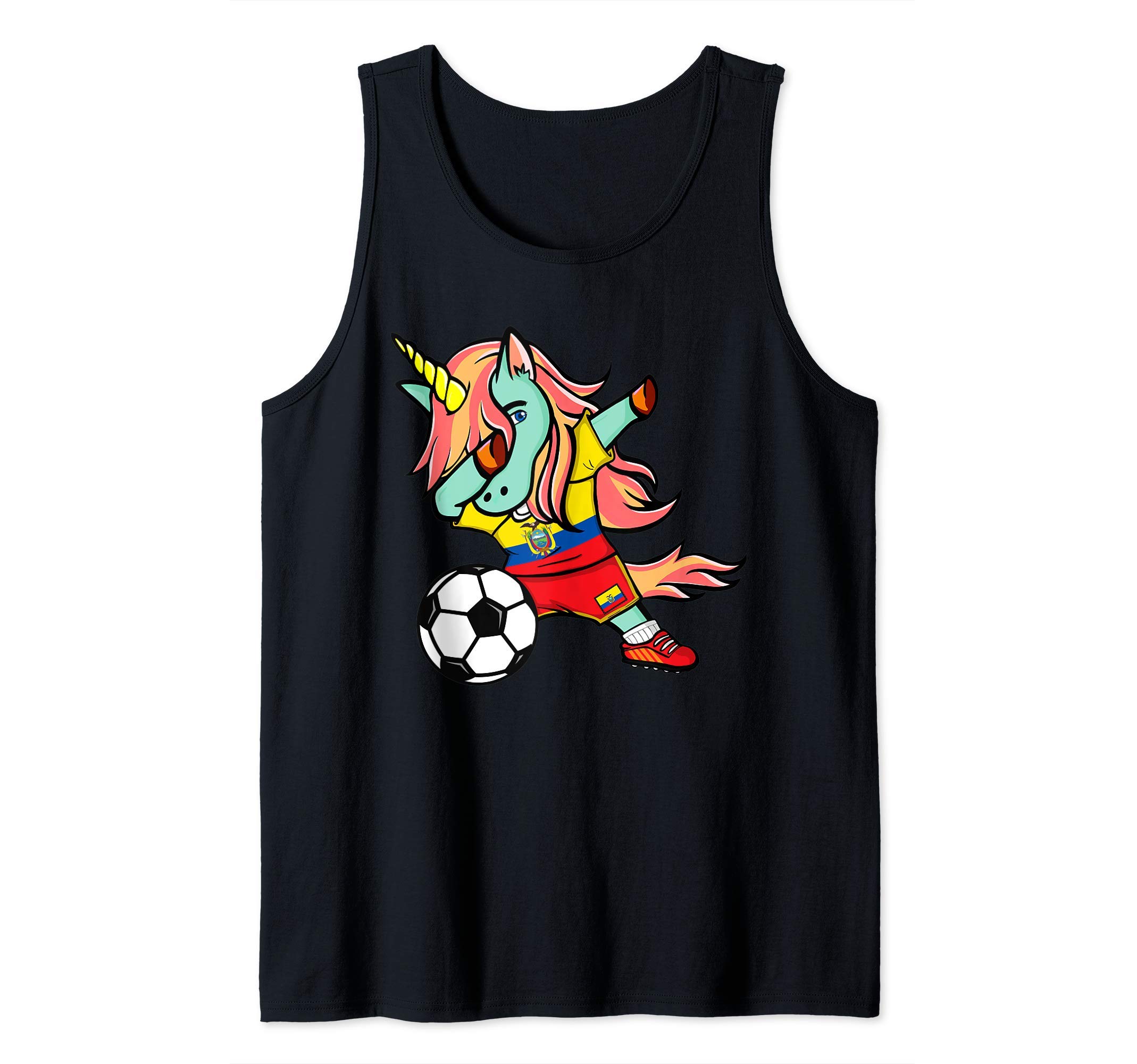 Dabbing Unicorn Ecuador Football - Ecuadorian Flag Soccer Tank Top