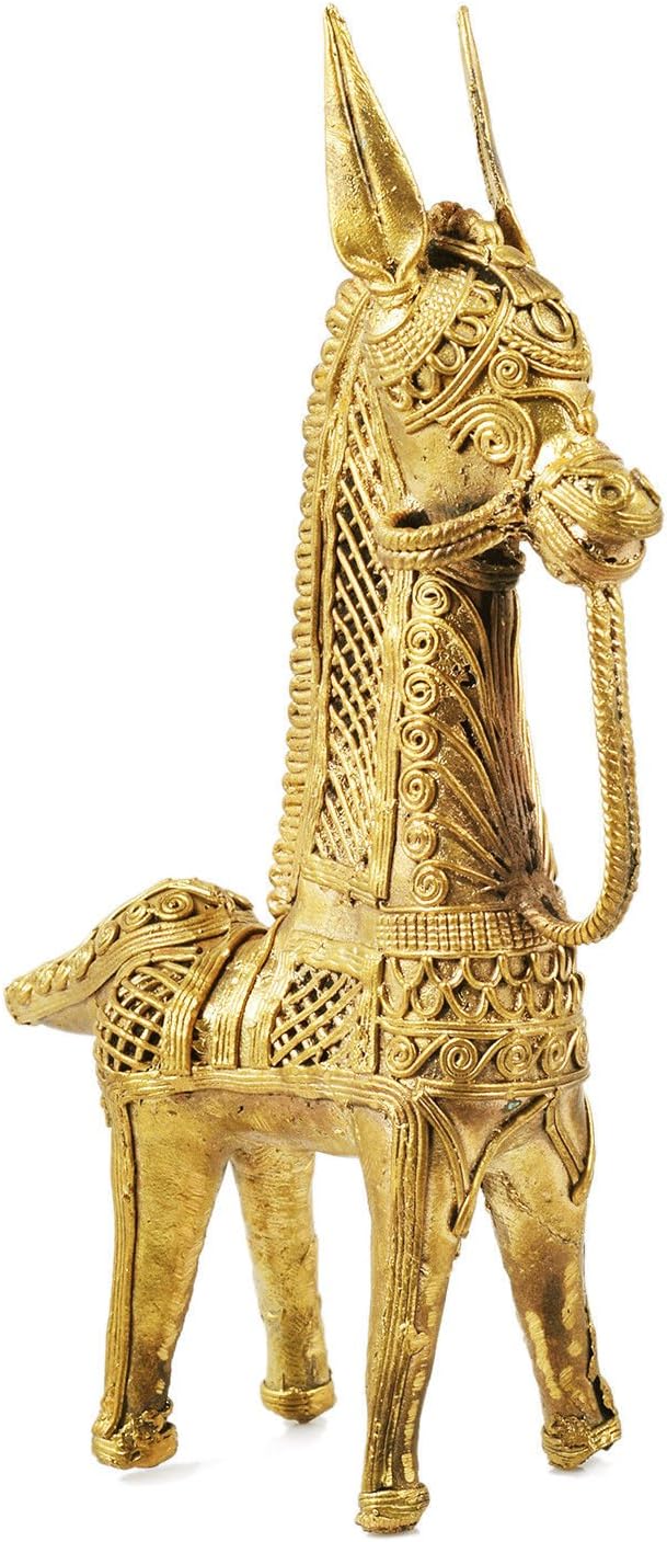 Dhokra Craft Curio - Vintage Tribal Horse Brass Metal - [100% Hand Made] **X-MAS Gift**