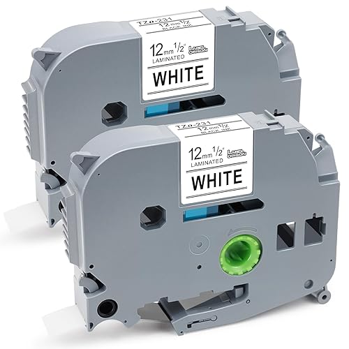 Label Orison TZe-231 TZ-231 Compatible with Brother P-Touch Label Tape Tz Tape 12mm 0.47 Laminated White Refills for PT-H110 PT-D210 PT-D400 Label Maker,Black on White,1/2" x 26.2Feet(12mmx8m), 2Pack