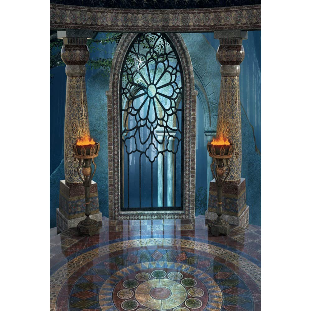 Photo 1 of Renaiss 3x5ft Medieval Castle Backdrop for Photoshoot Portrait Pillar Torch Gothic Stone Tower Ancient Old Fortress Interior Photography Background Halloween Party Decor Wallpaper Photo Studio Props