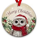 SOL VIBES Owl Christmas Ornament 2025 – Adorable Animal Christmas Tree Decoration, Holiday Keepsake Gift for Kids, Festive Owl Xmas Tree Decor, Winter Gift Ideas for Animal Lovers, Friends and Family