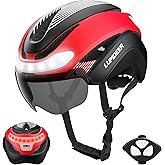 LUMDEER DARKNIGHT Bike Helmet - LED Turn Signals Front & Rear Light Rechargeable, Visor, Goggles for Ebike,Scooter Commuting, Adjustable Bicycle Helmets for Adults Men Women