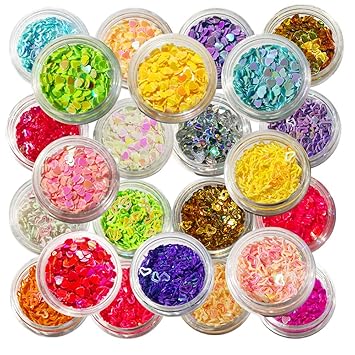 Amazon Com 24 Boxes Nail Art Sequin Heart Shape Colorful Nail
