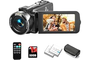 Rumyums Video Camera Camcorder Ultra HD 2.7K 42MP Digital Cameras Recorder for YouTube TikTok 3 Inch 270 Degree Rotation Screen 18X Zoom Vlogging Camcorders with 2 Batteries Inculde 32GB SD Card
