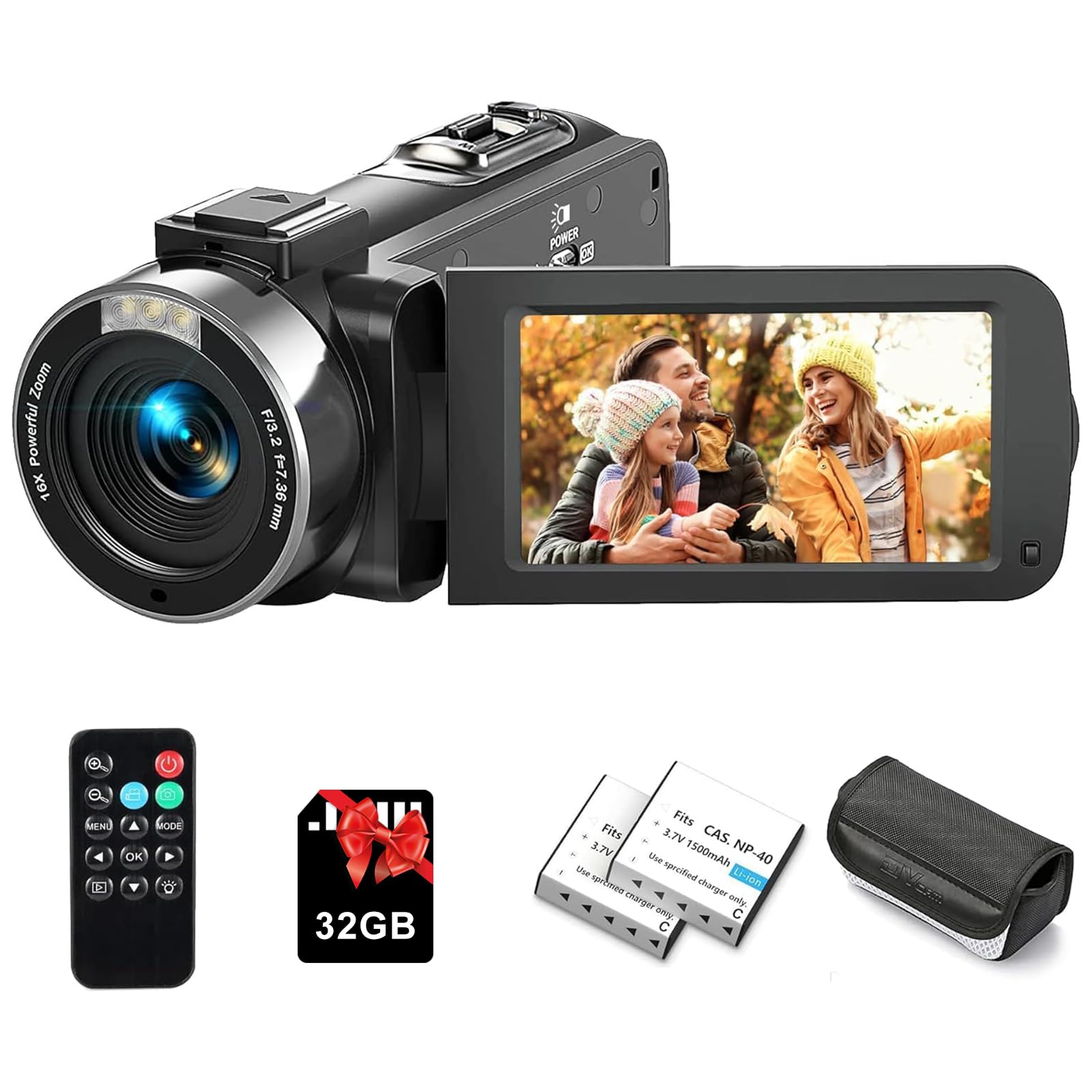Photo 1 of *NO BATTERIES* Rumyums Video Camera Camcorder Ultra HD 2.7K 42MP Digital Cameras Recorder for YouTube TikTok 3 Inch 270 Degree Rotation Screen 18X Zoom Vlogging Camcorders 32GB SD Card