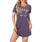 Vrtige Women's Nightgown Short Sleeve Cute Printed Sleepshirts Nightshirt Soft Pajama Sleepwear