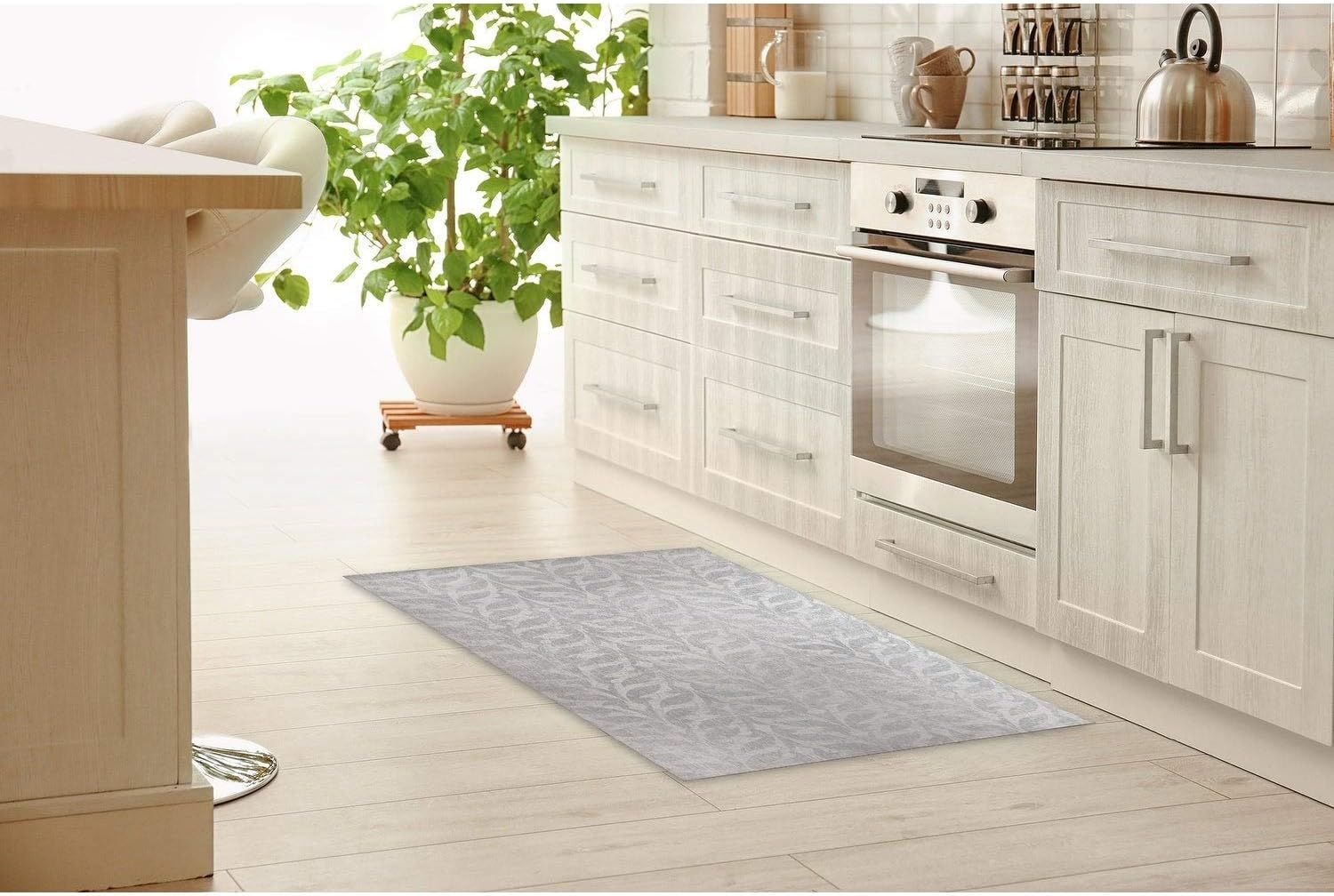 Grey Kitchen Mat by 2.6' X 8' Runner Grey Geometric