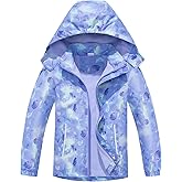 SERENYOU Girls Hooded Rain Jacket Waterproof Raincoat Fleece Lined Coat for Kids