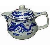 Porcelain Teapot, 15oz Tea Pot with Removable Stainless Steel Filter Ceramic Kettle (Dragon and phoenix)