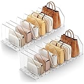 iStoreMaxy Purse Organizer for Closet, Shelf Divider Adjustable Clear Acrylic Handbag Storage, Bag Storage Separators, Keep Handbag & Books Neat and Upright in Bedroom, Office