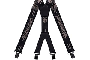 Men’s Industrial Strength Suspenders 2-Inch Wide X-Back Heavy Duty Braces Strong Metal Clips, Elastic Adjustable