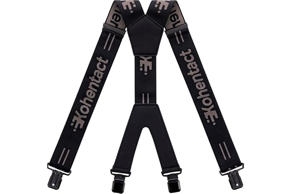 Men’s Industrial Strength Suspenders 2-Inch Wide X-Back Heavy Duty Braces Strong Metal Clips, Elastic Adjustable