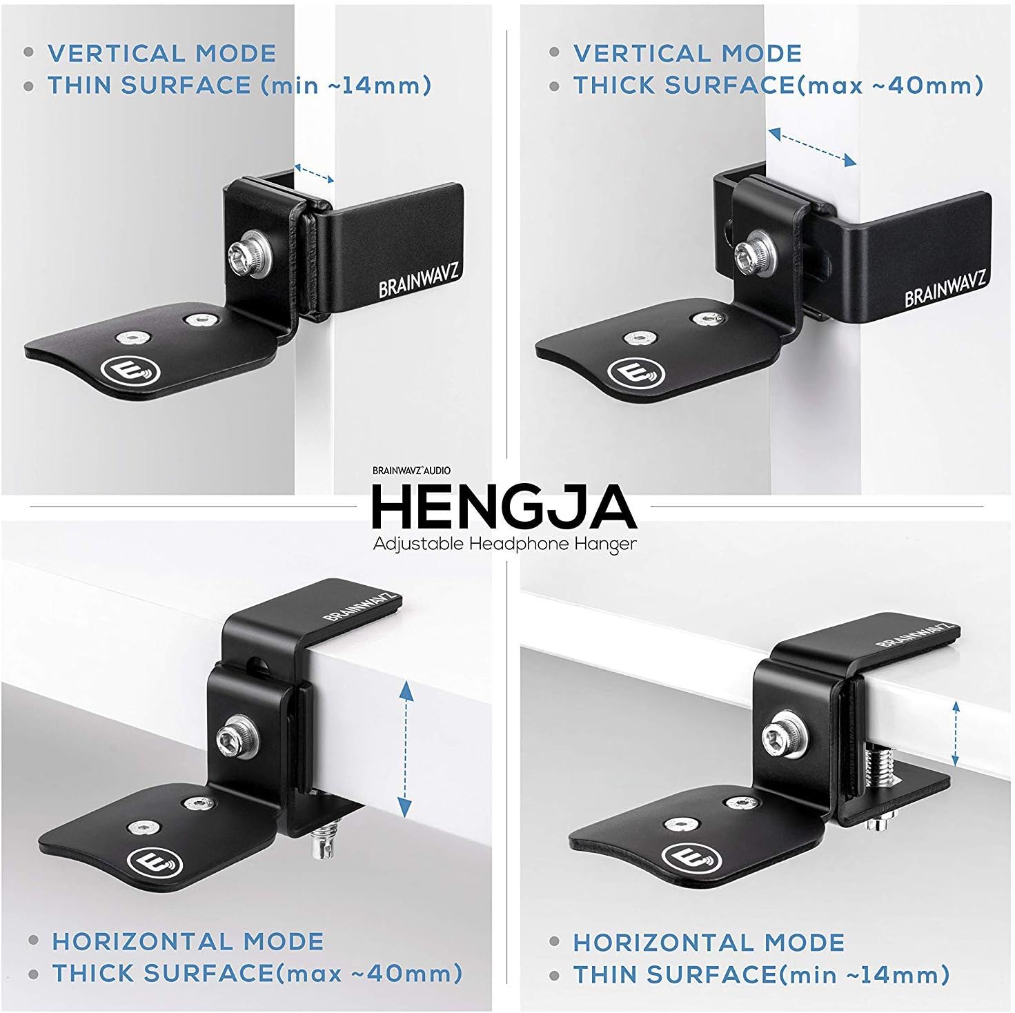 Brainwavz Hengja - The Desk Headphone Stand Hanger Mount, All Metal, Rotatable Mount, PC & Gaming Headset Holder: Electronics