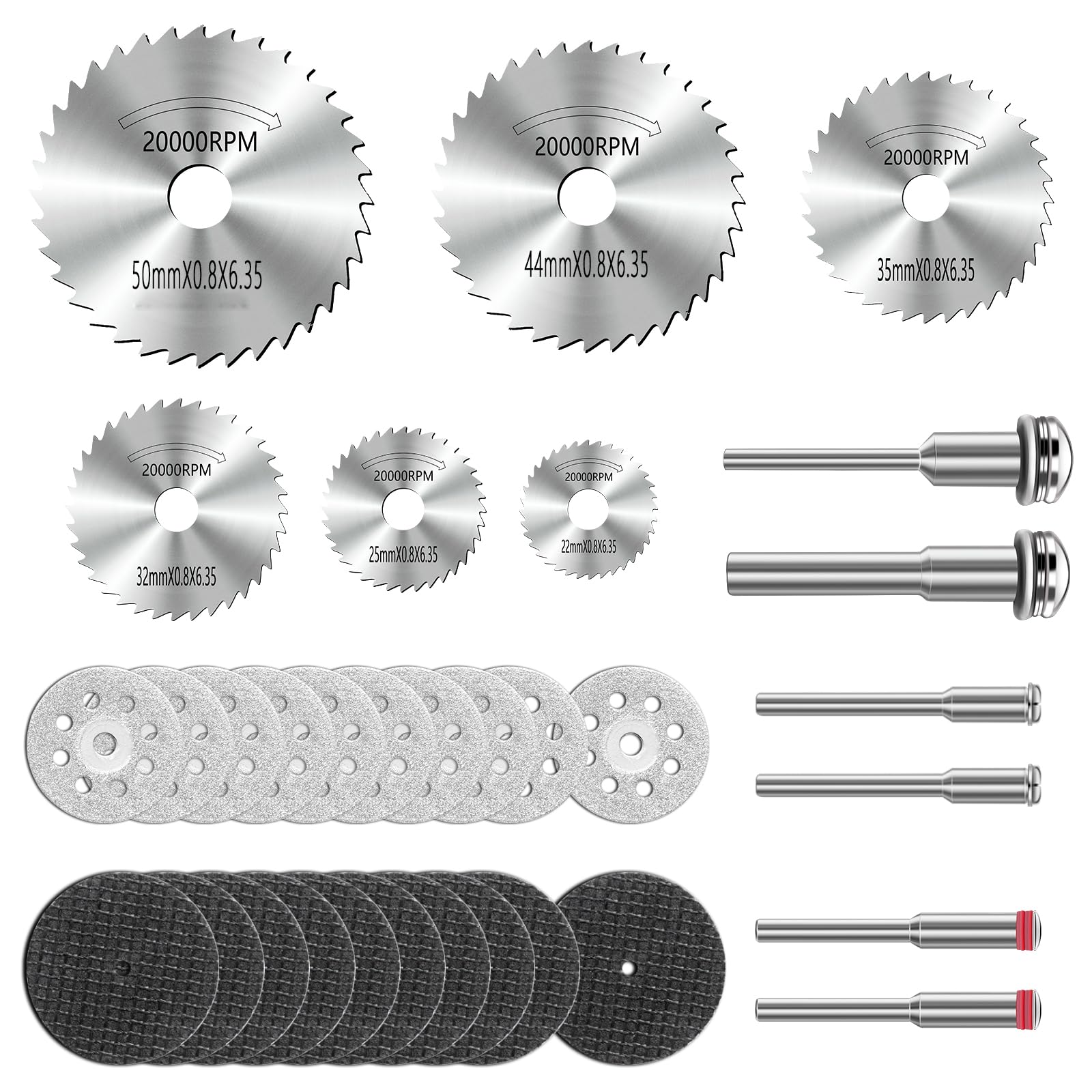 32Pcs Cutting Disc Set Compatible with Dremel, Drill Cutting Disc, Cutting Wheel Set for Rotary Tool, Diamond Cutting Wheels, HSS Cutting Discs with 1/8"(3mm) Shank Wood Glass Plastic Stone Metal