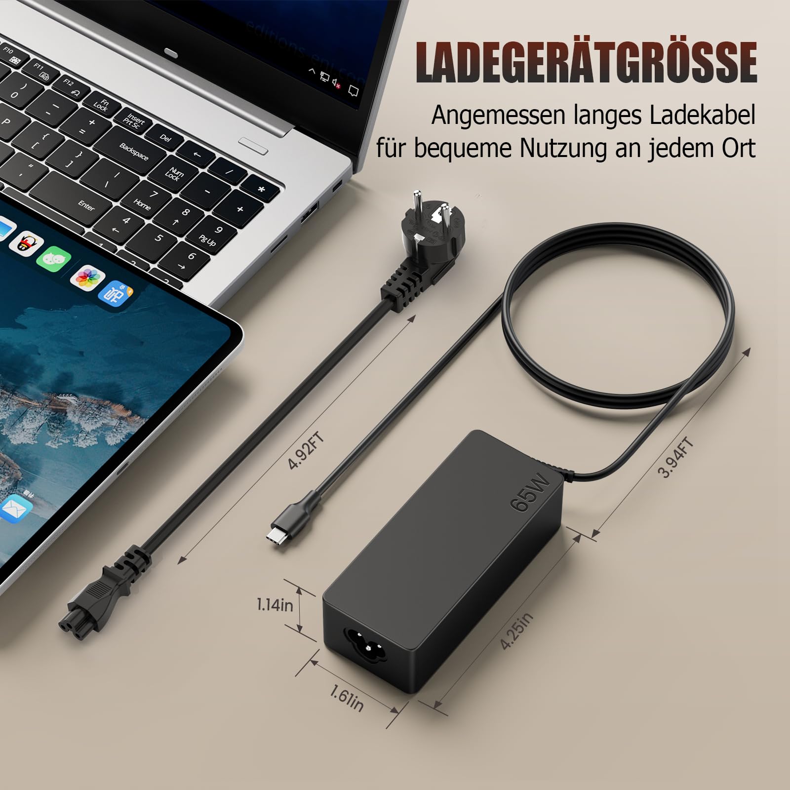 Laptop Ladekabel USB C 65W Netzteil für Lenovo Thinkpad Type C Ladegerät 7