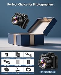 8K Digital Cameras for Photography - Autofocus 88MP